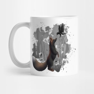 Crossfox fox crow raven forest Mug